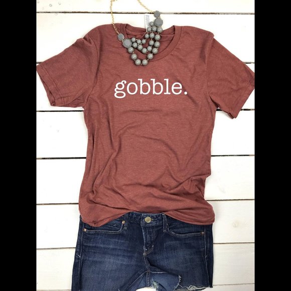 Gobble Thanksgiving Turkey Graphic T-Shirt Fall Holiday Top - Picture 8 of 8